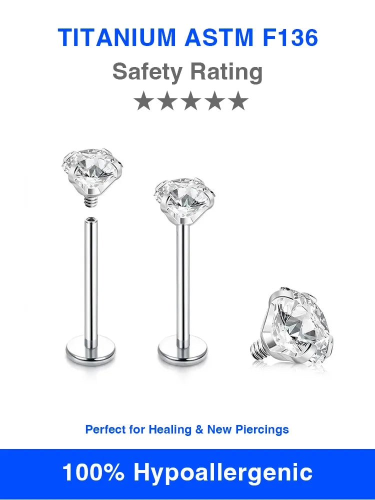 Gauge: 1.2mm 1.2MM Hypoallergenic F136 Titanium Conch Piercing (Internal Thread Women Implant Grade)