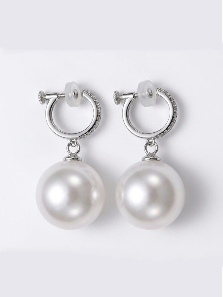 12mm AAAAA Natural Freshwater Pearl – Silver Plated Non-Pierced Screw Back Clip-On Earrings