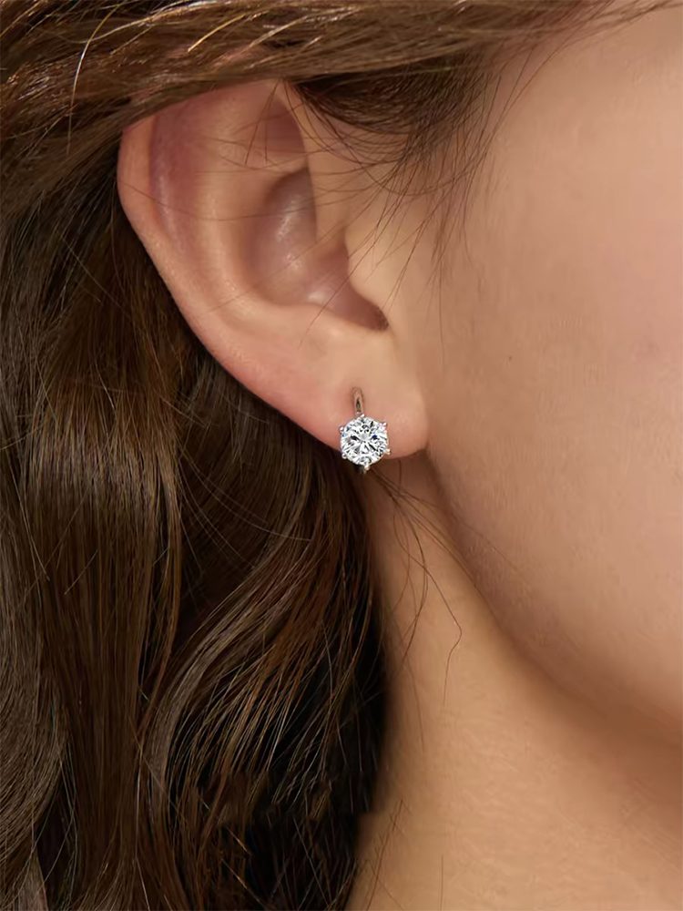 1CT Moissanite Clip-On Earrings, S925 Sterling Silver Minimalist Huggie Ear Clips, Adjustable Screw Back Non-Pierced Earrings