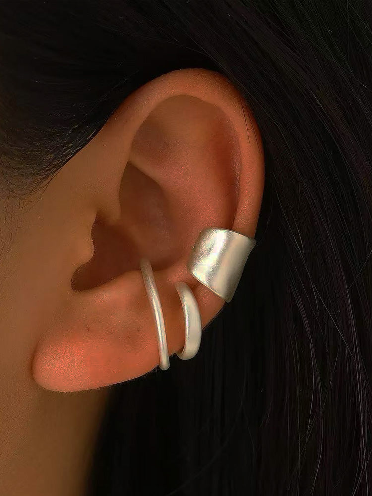 Manchette d'oreille rétro élégante en or et argent (sans perçage)