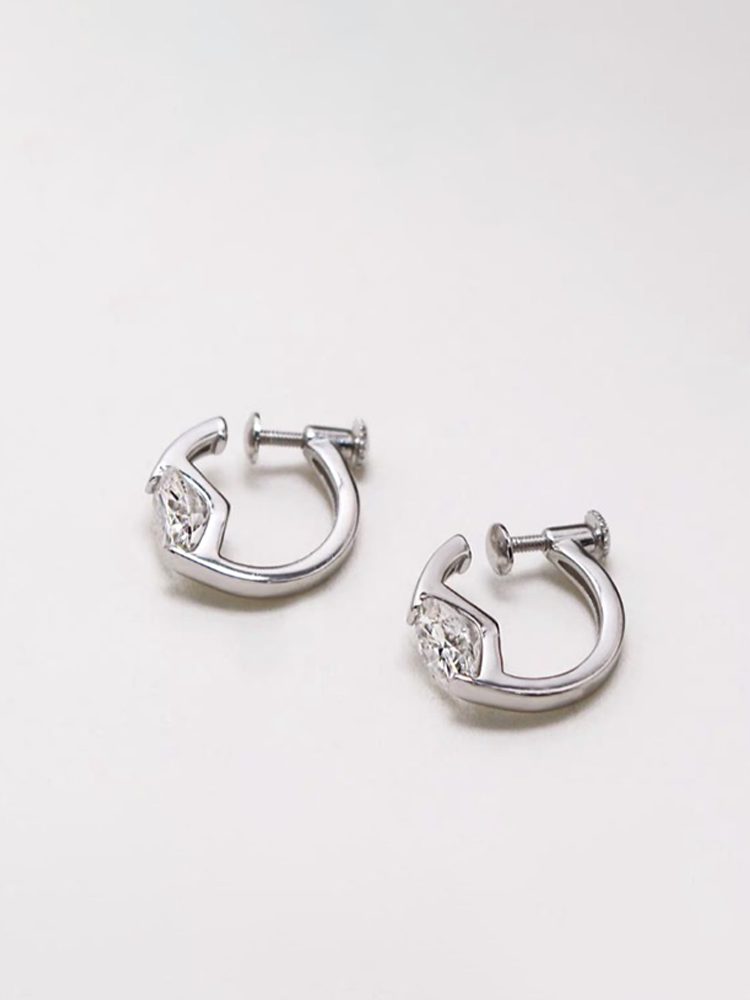 1ct Moissanite Small Hoop Earrings – 925 Sterling Silver Minimalist Huggie Hoops Screw Back Clip-On Earrings