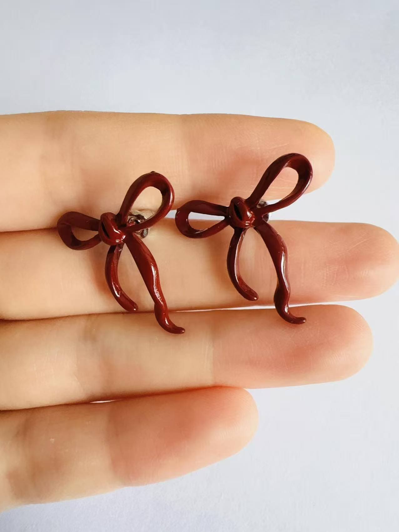 Red Studs Earrings For Lobe Piercing | Fairies Whisper