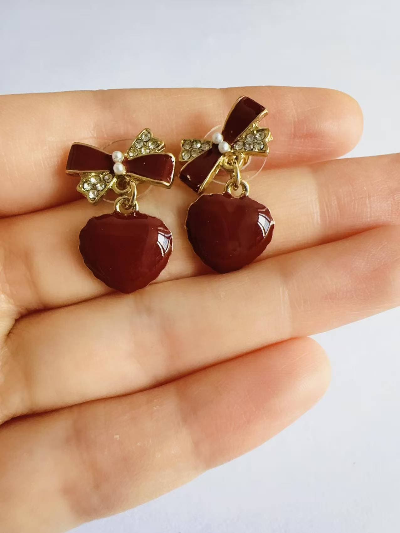 Red Studs Earrings For Lobe Piercing | Fairies Whisper