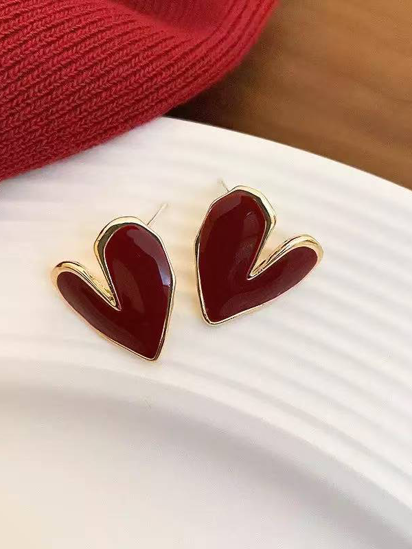 Red Studs Earrings For Lobe Piercing | Fairies Whisper