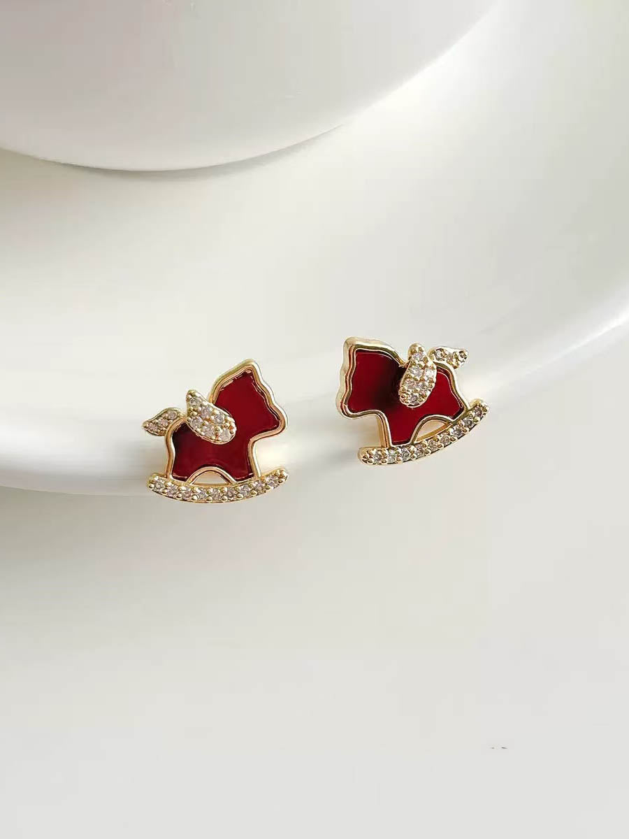 Red Studs Earrings For Lobe Piercing | Fairies Whisper