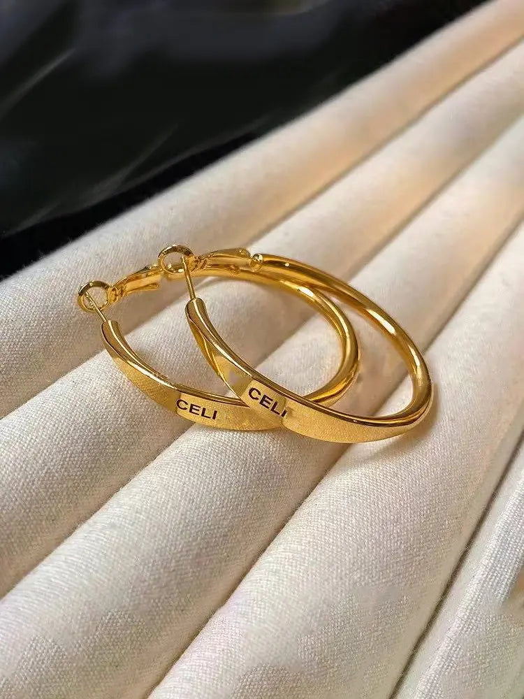 Gold Vintage Paris Large Hoop Earrings Old Money Women | 18K Plated Waterproo... | Fairies Whisper Paris Designer Jewelry - Detail View 6