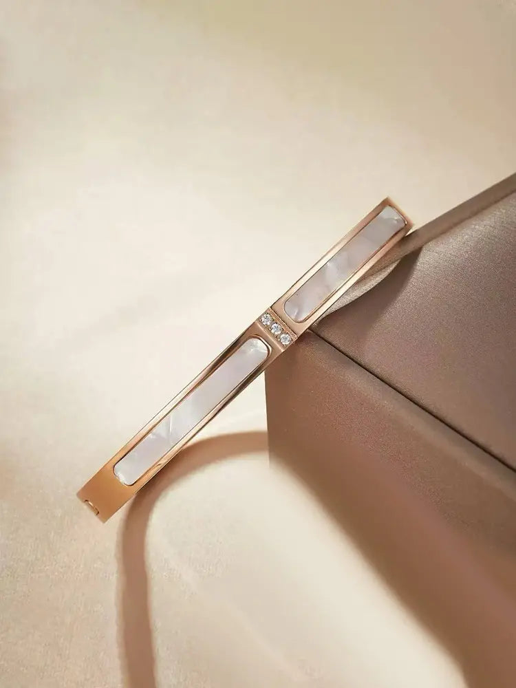 Timeless Open Cuff with Mother-of-Pearl Inlay Bracelet