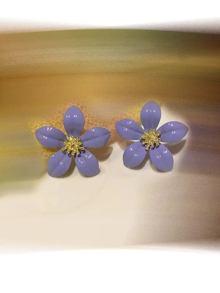 SS26 Floral Enamel Studs in Metal Sheen