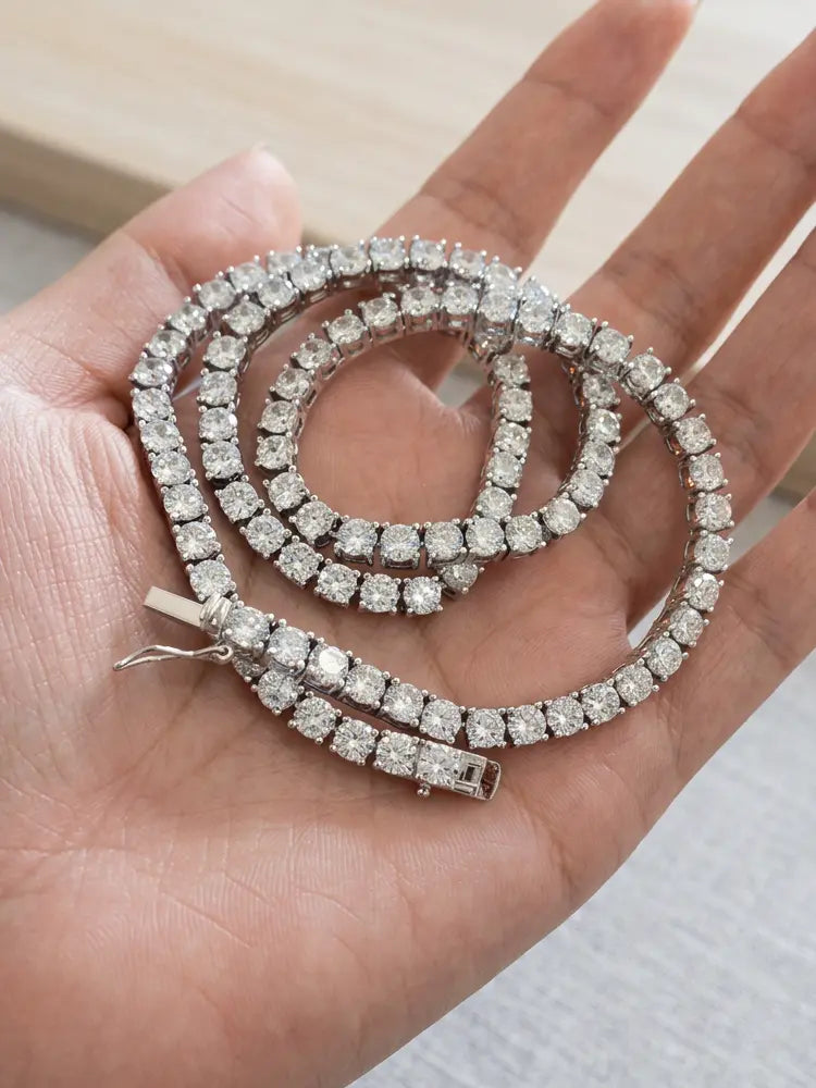 Classic CZ Tennis Chain High Quality Women Men | 18K Gold... - view 3