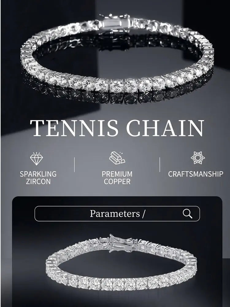 Classic CZ Tennis Chain High Quality Women Men | 18K Gold... - view 8