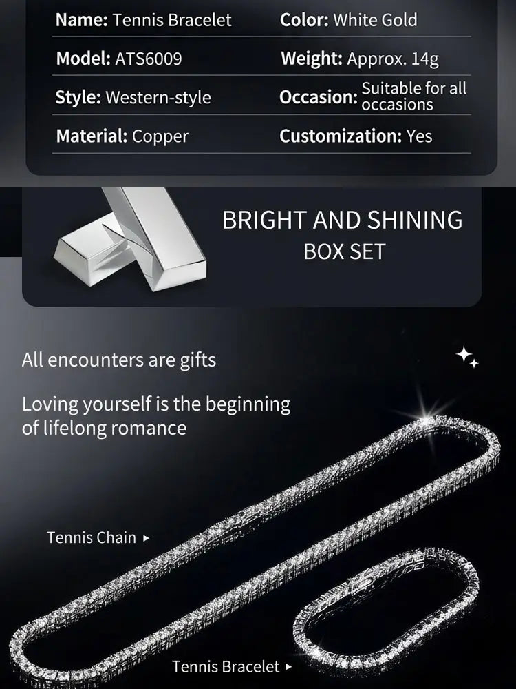 Classic CZ Tennis Chain High Quality Women Men | 18K Gold... - view 9