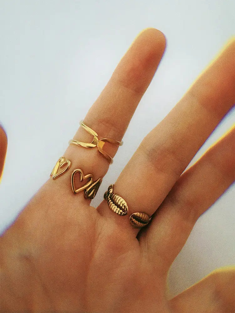 Ensemble de bagues Gold Shield Rings, bague ouverte