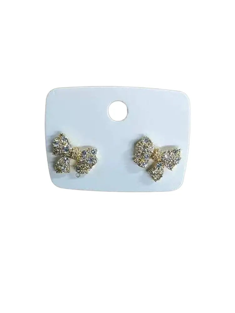 Boucles d'oreilles à clous en strass et nœuds fantaisie, argent et or, printemps