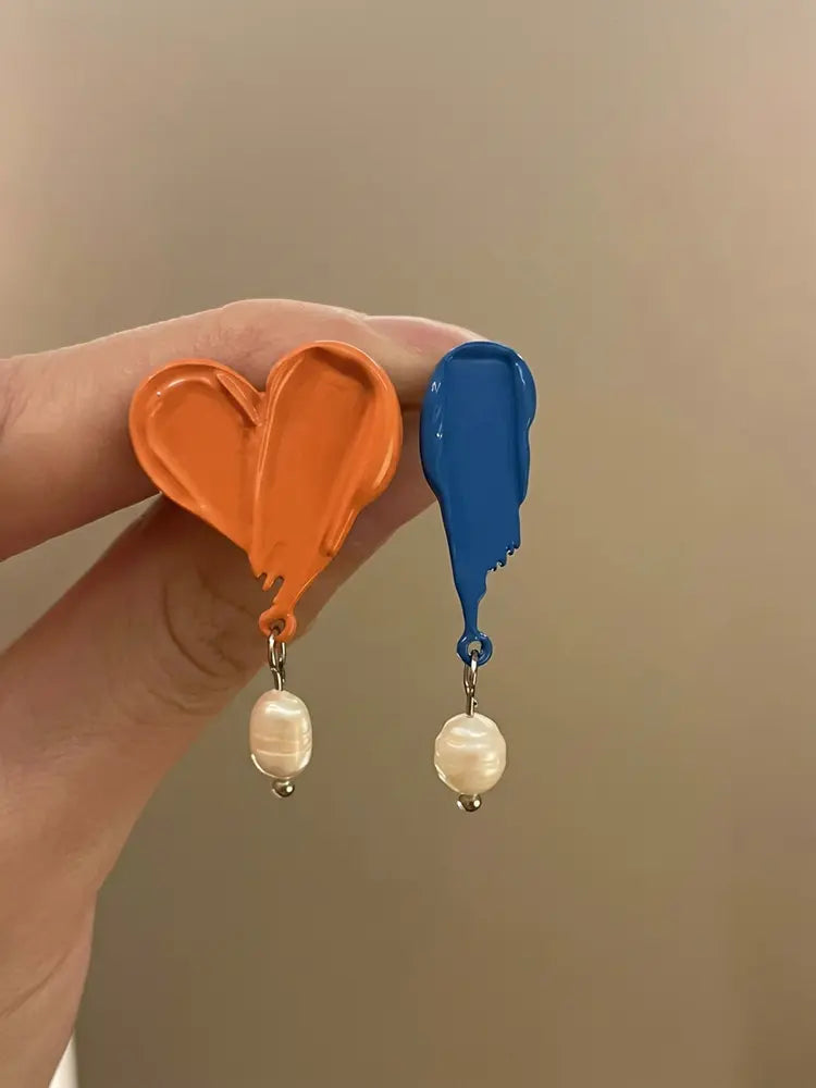 Oil Painting Art Color Earrings | Original Design Studs & Clip-On Earrings (No Piercing Required)