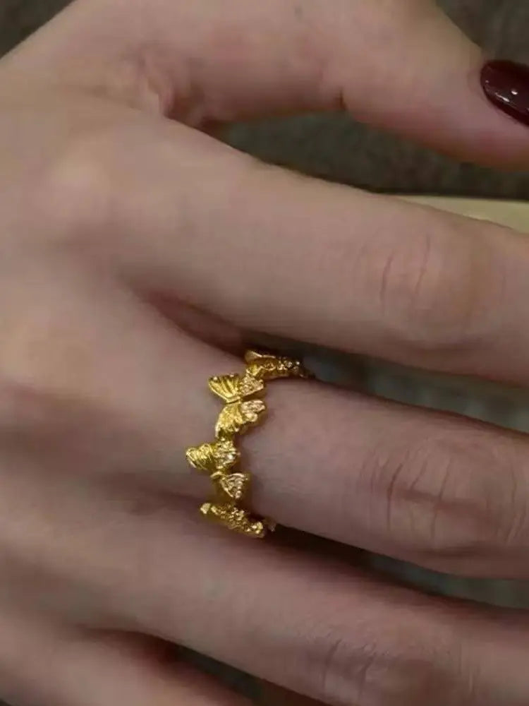 Sexy mature female gold open rings set 4 rings