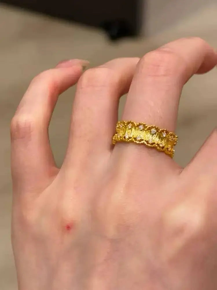 Italian vintage brushed gold silver rings set 5 rings