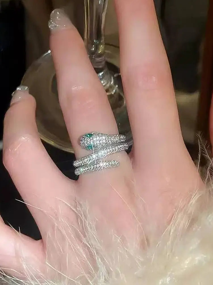 Classic serpentine open wrap ring set with diamonds