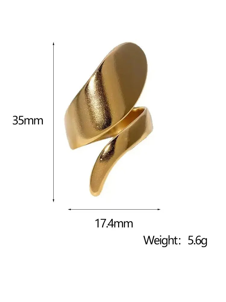 Streamlined rotation exaggerated open ring silver gold S925 18k