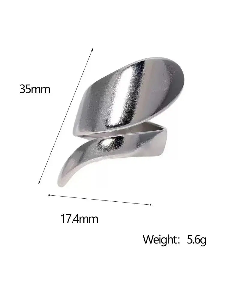 Streamlined rotation exaggerated open ring silver gold S925 18k