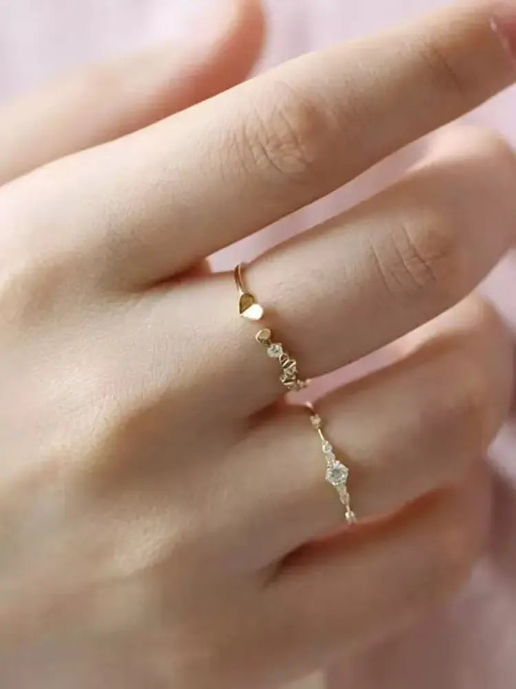 Feminine Elegant Extremely Fine Flashing Sequins Rings set