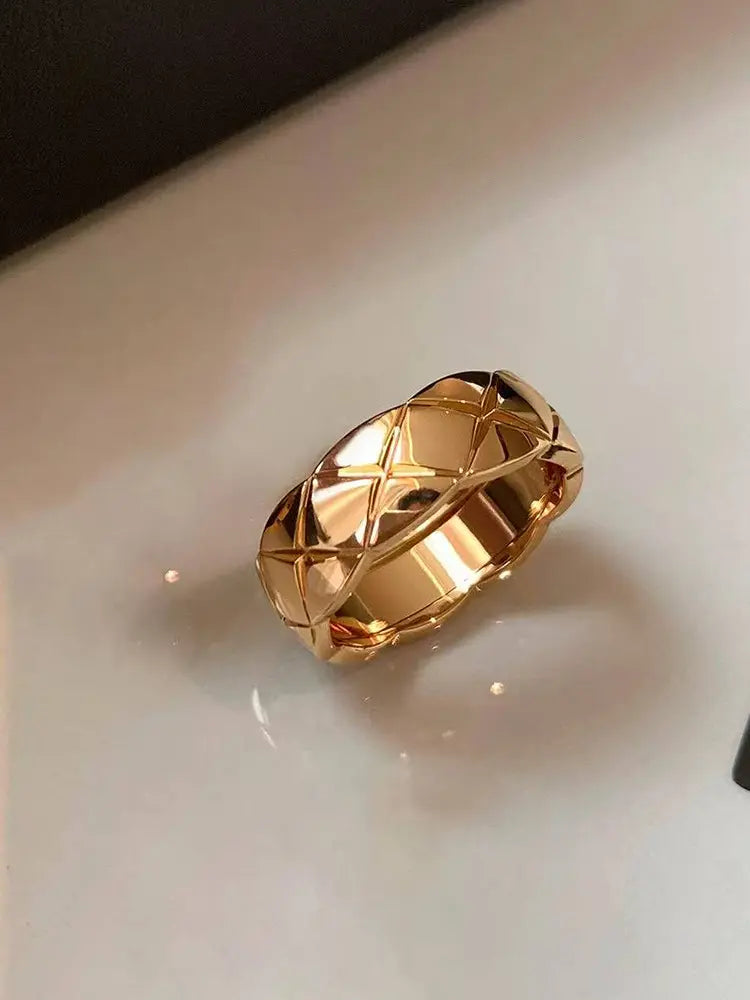 Textured rings men women gold silver popular fashion