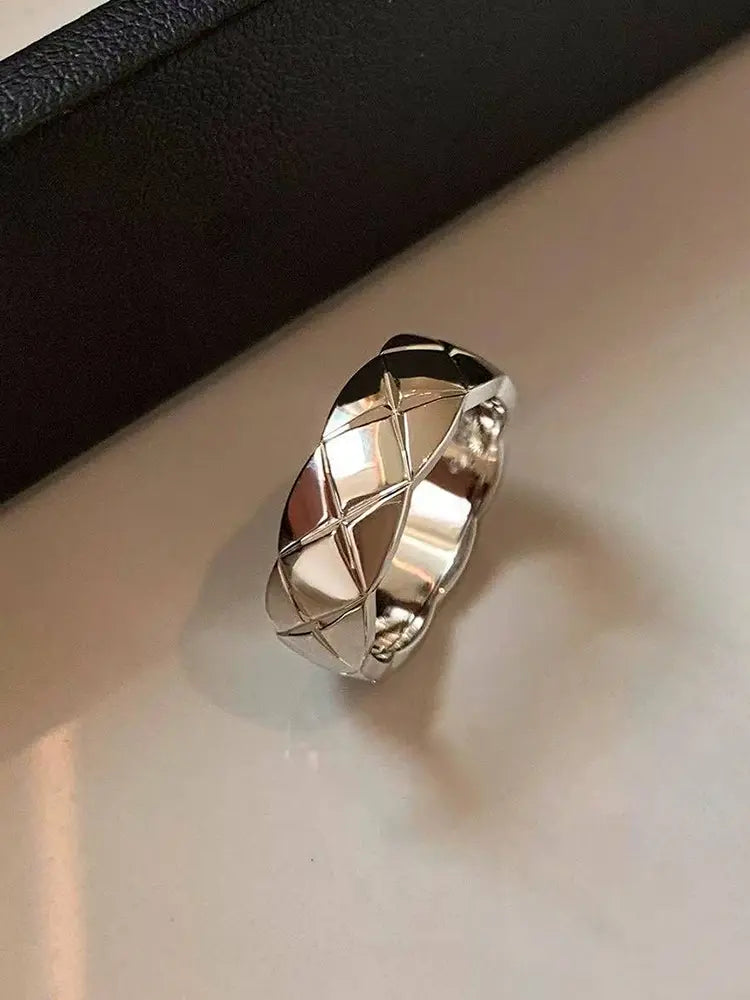 Textured rings men women gold silver popular fashion