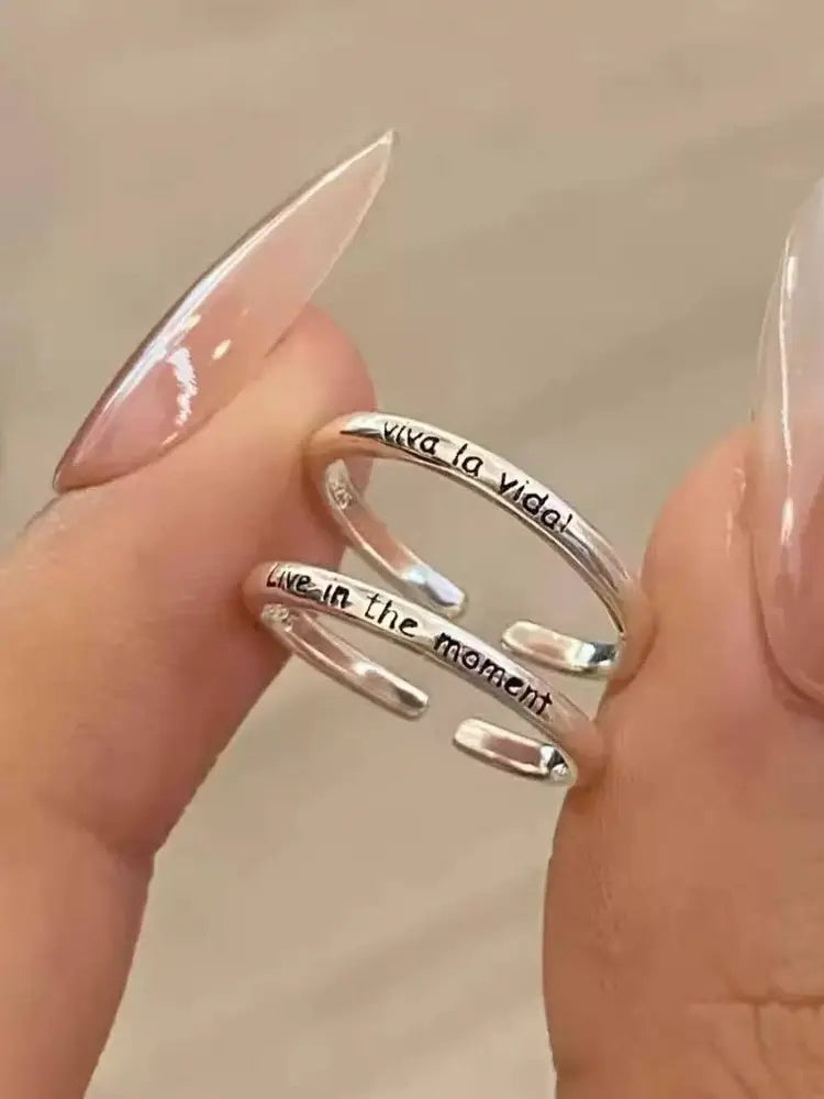 Viva La Vida | Live In The Moment Optimistic Open Ring set 2 rings S925