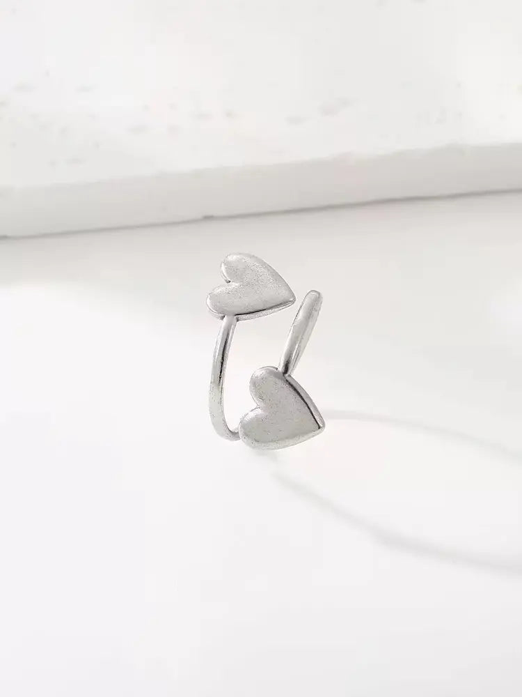 Two Heart Open Ring Gold Silver S925 18k