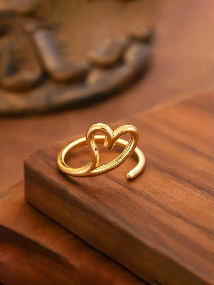One Heart Open Ring Silver Gold 18k S925