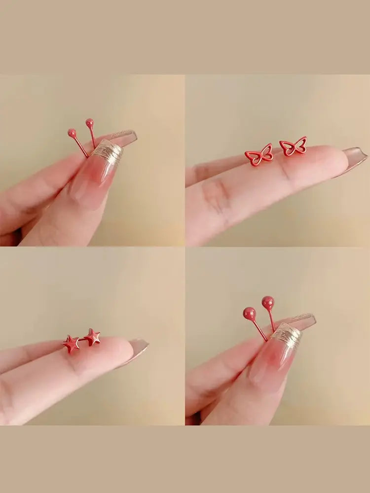 Mini lightweight 4 pairs of hypoallergenic ceramic stud earrings Girl | 18K G...