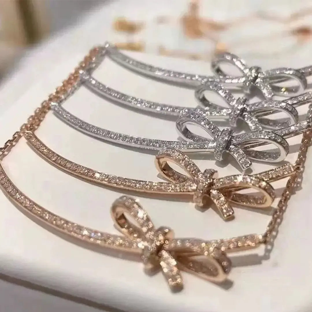 2026 Trends Delicate bow stainless steel necklace