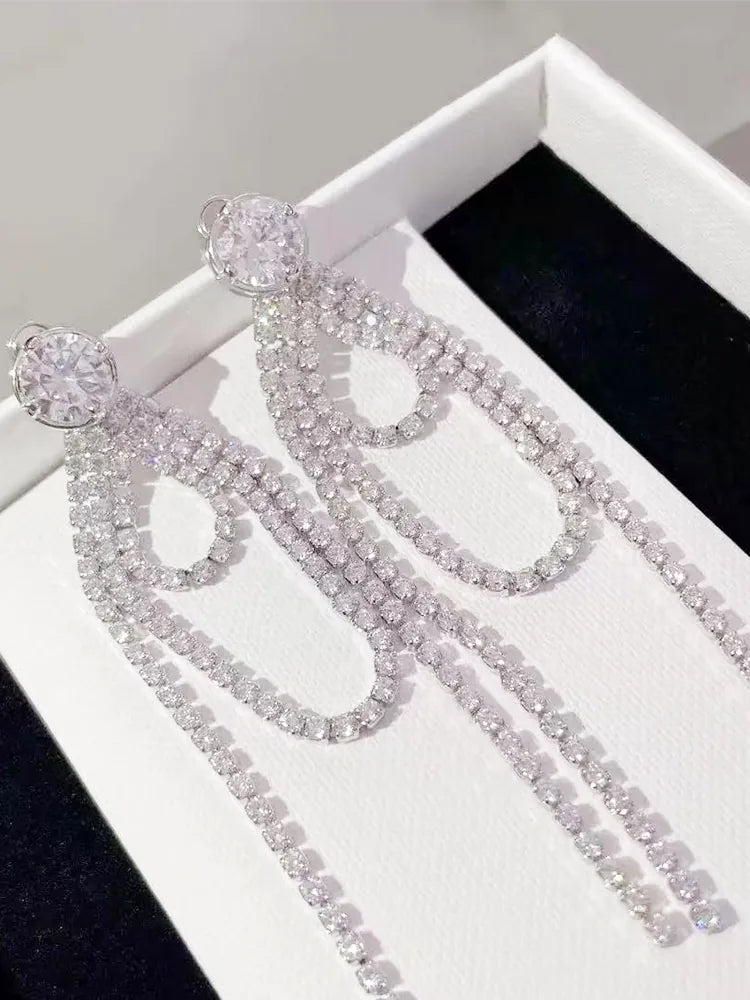 Fringed zircon stud earrings daily 97mm | Fairies Whisper Paris Designer Jewelry - Detail View 3