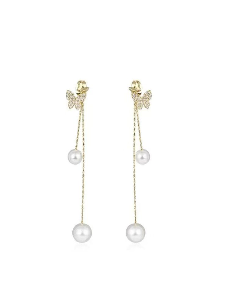 Pearl Butterfly Earrings - view 2
