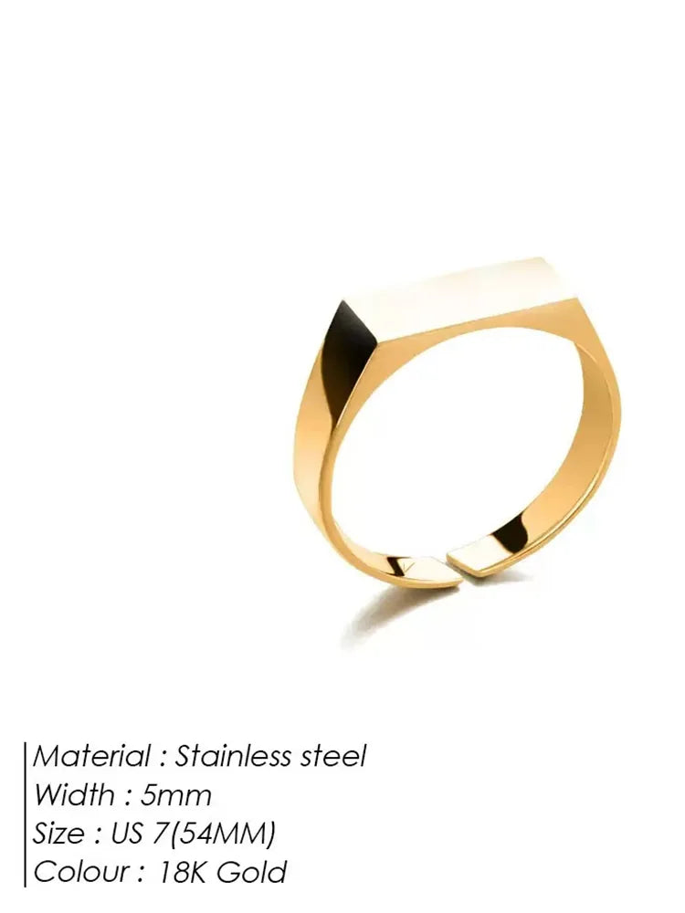 Rectangular Stainless Steel Ring – AI Agent Custom Engraved Design