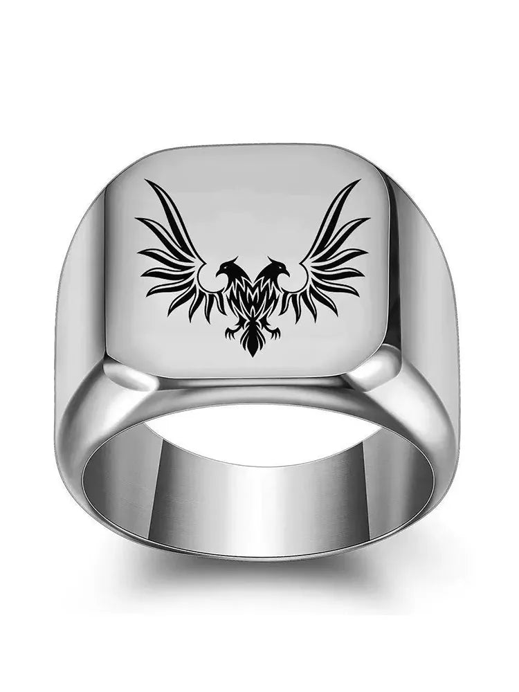 Square Stainless Steel Ring – AI Agent Laser Engraved Custom Titanium Steel Ring
