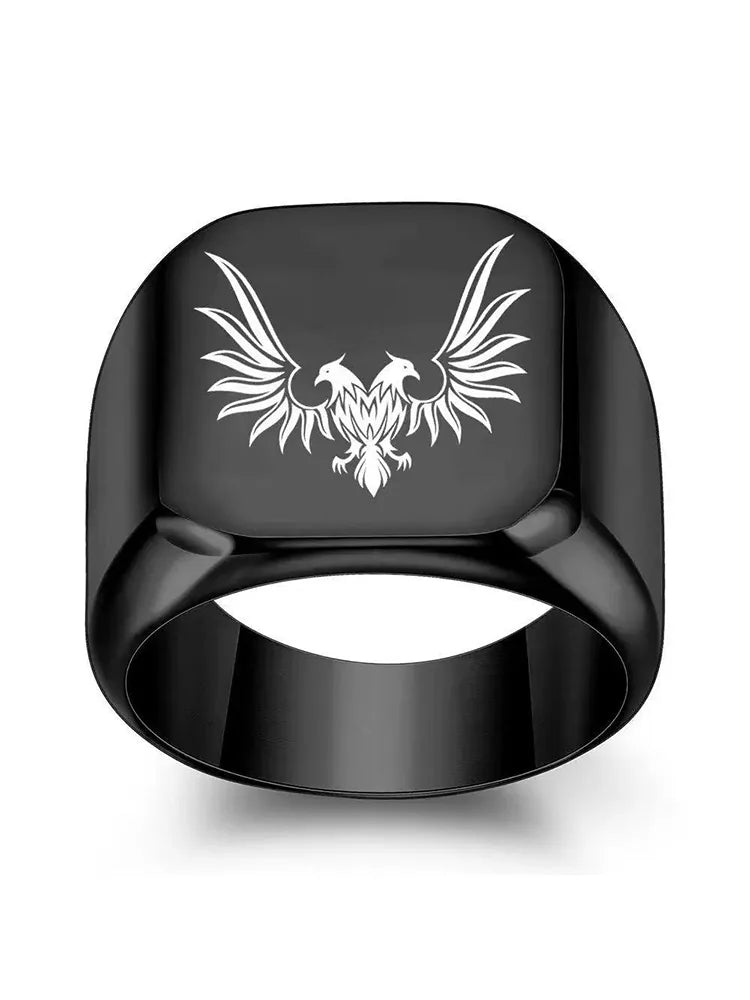 Square Stainless Steel Ring – AI Agent Laser Engraved Custom Titanium Steel Ring