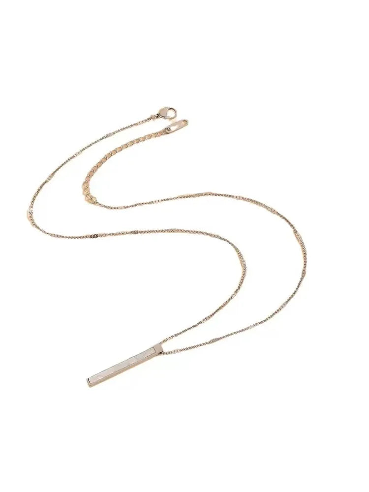 Square Bar Stainless Steel Necklace – AI Agent Custom Engraved Pendant