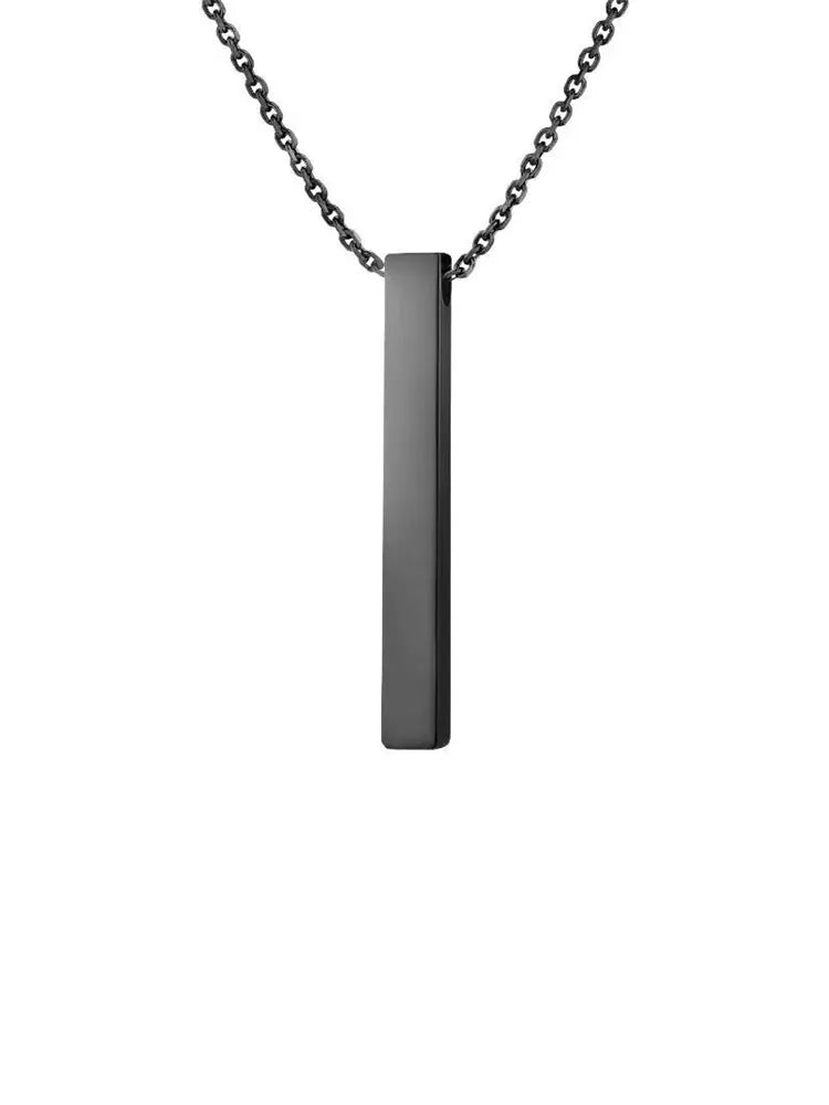 Square Bar Stainless Steel Necklace – AI Agent Custom Engraved Pendant