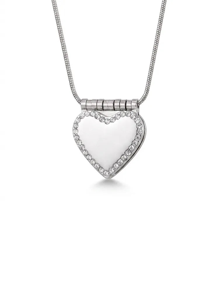 Heart-Shaped Stainless Steel Necklace – Custom Eng