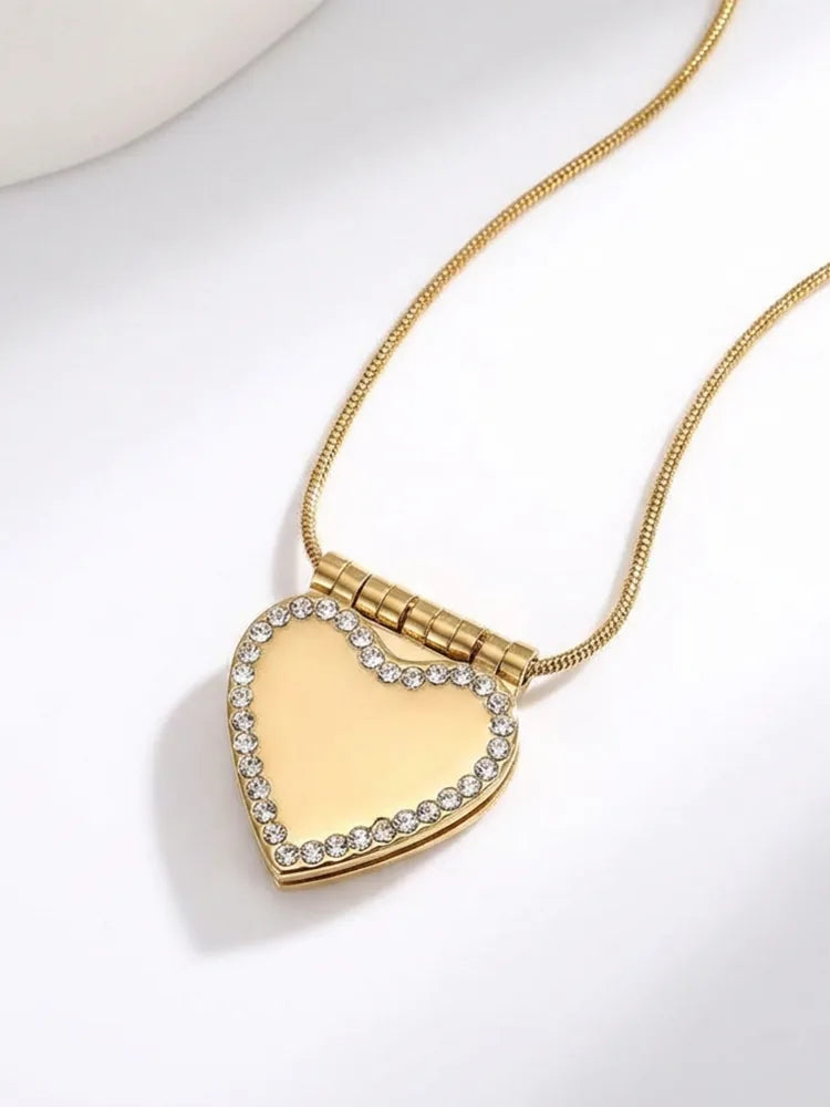Heart-Shaped Stainless Steel Necklace – Custom Eng - view 2