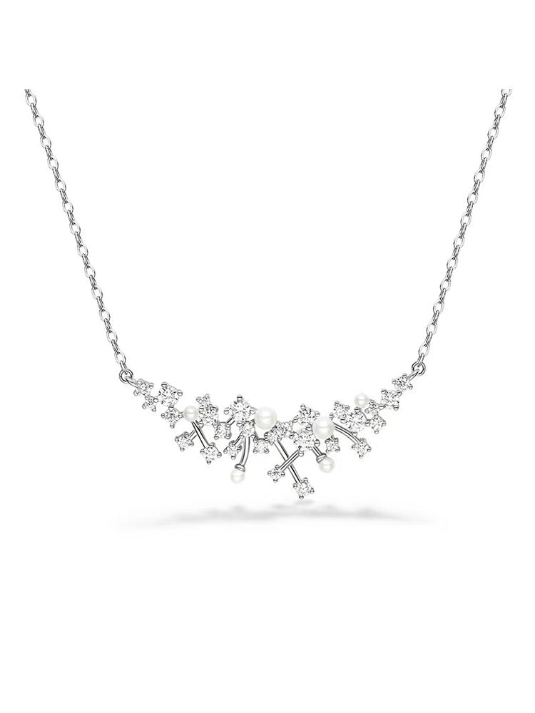 Starry Sparkle Stainless Steel Pearl Jewelry Set Earrings Necklace Studs & Clip-On Earrings (No Piercing Required)