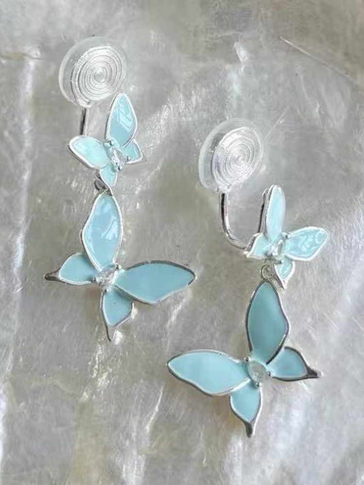 Summer Butterfly Drop Earrings Studs & Clip-On Earrings (No Piercing Required)