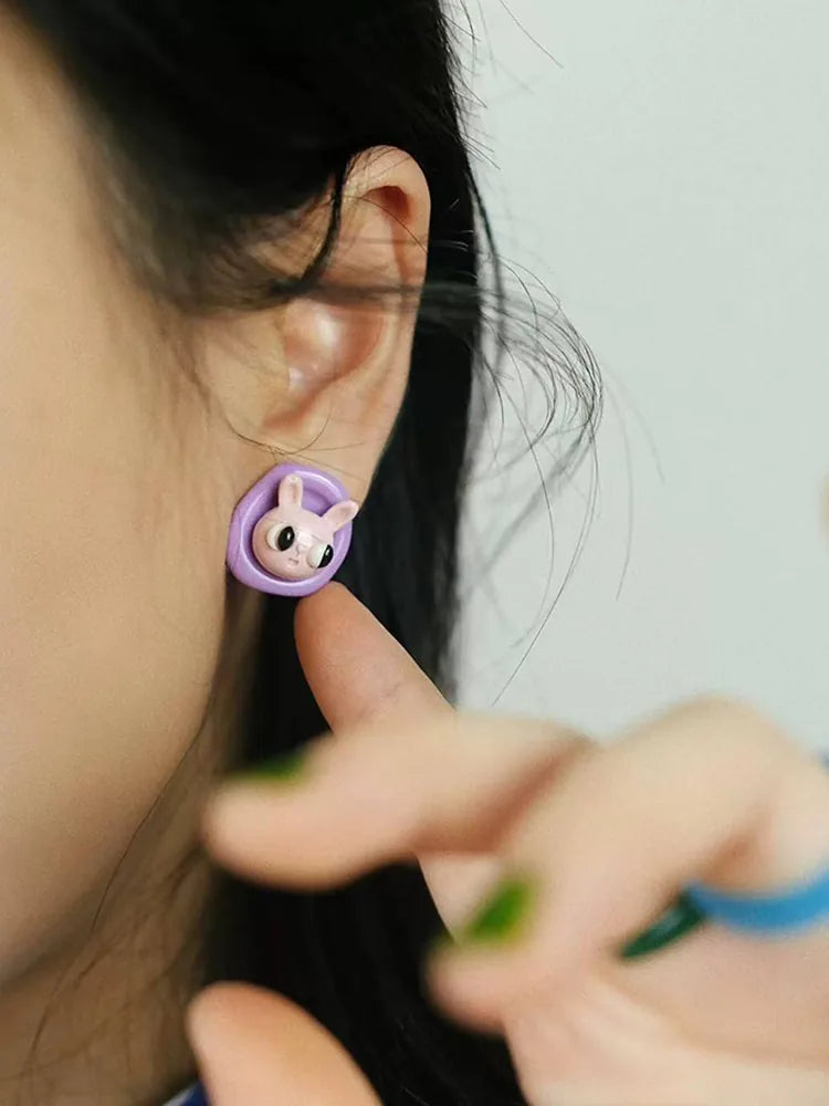 Colorful Cartoon Animal Earrings Elephant Bunny Fish