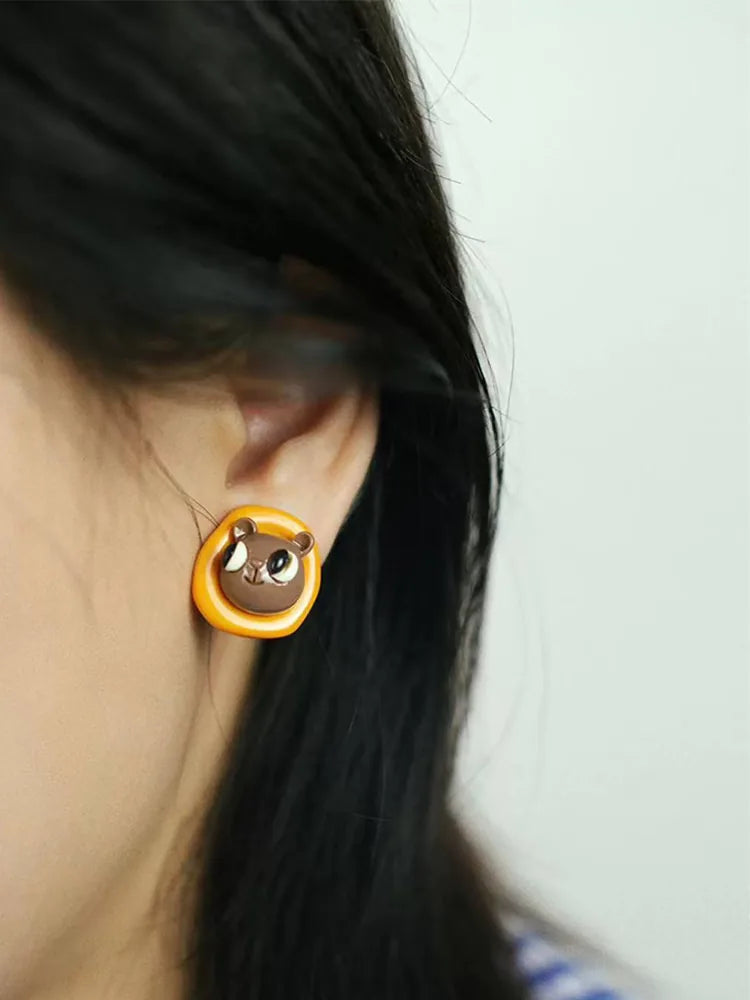 Colorful Cartoon Animal Earrings Elephant Bunny Fish