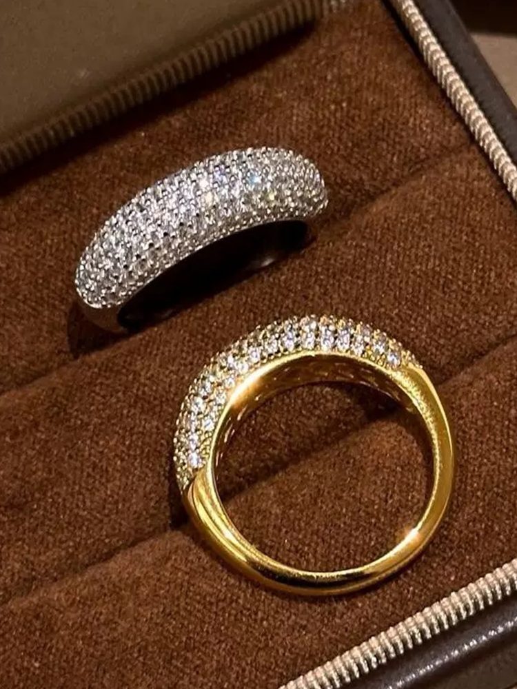 6-Piece Ring Set | Ring Box Stainless Steel Ring Zircon Gold 18K gold- plated