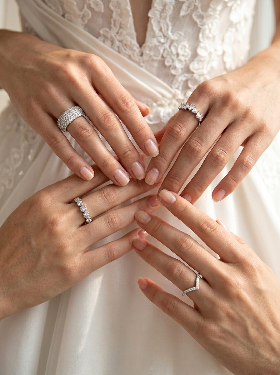 4-Piece Ring Set | Ring Box 925 Sterling Silver Ring Set with moissanite | High Quality