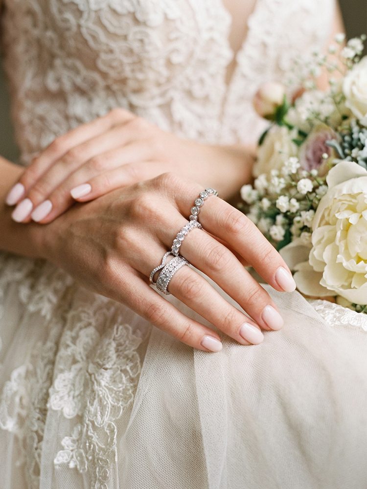 4-Piece Ring Set | Ring Box Princess Cut Moissanite 925 Sterling Silver Ring Set | Luxury Stackable