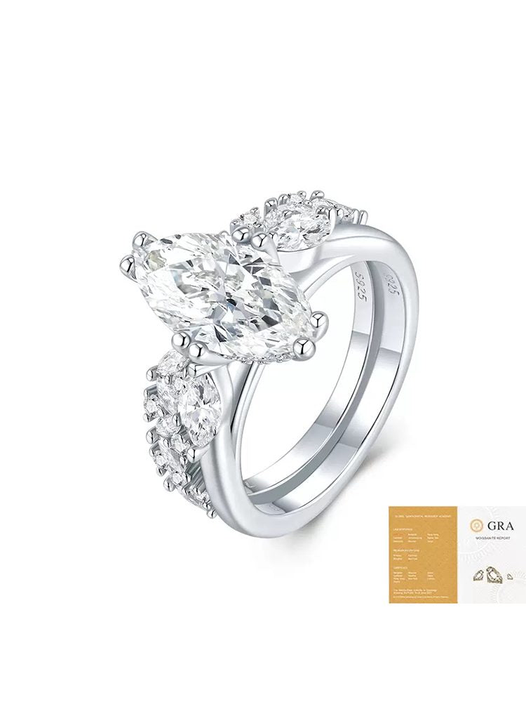 4-Piece Ring Set | Ring Box 925 Sterling Silver Moissanite Stackable Rings for Women | Elegant Layered