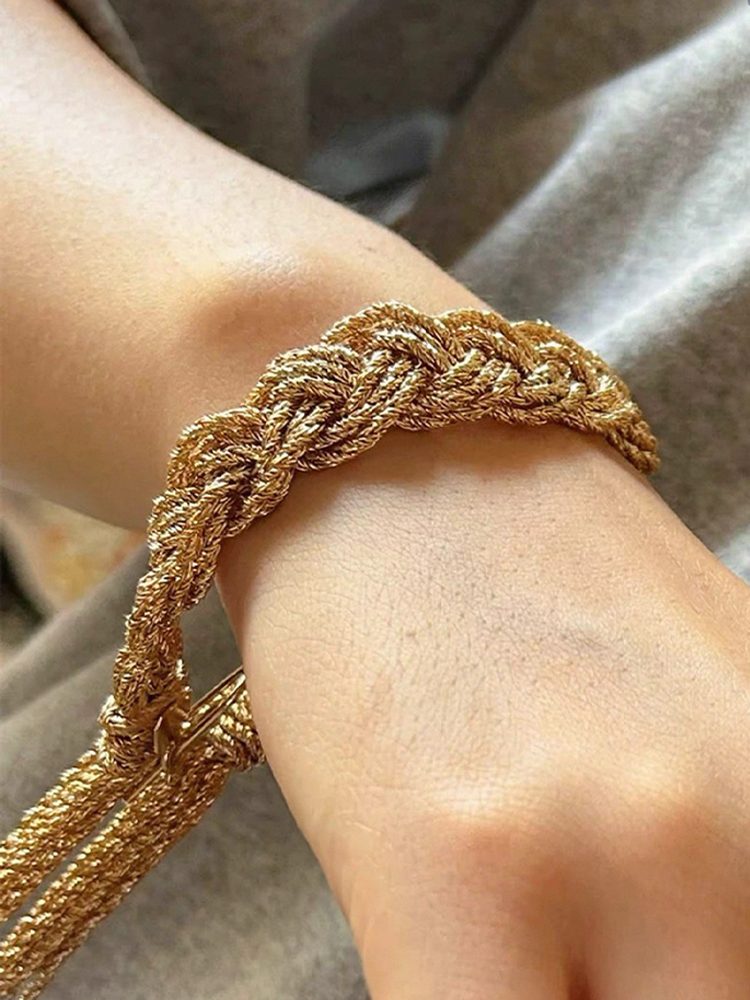 Handwoven Coppe 18k Gold Plated Tassel Bracelet