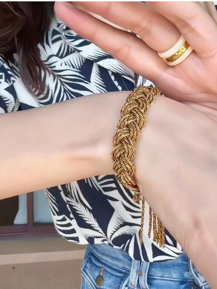 Handwoven Coppe 18k Gold Plated Tassel Bracelet